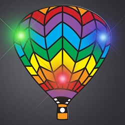 Rainbow Hot Air Balloon Flashing Pin. Great for those with a love for Rainbows and Hot Air Balloons.