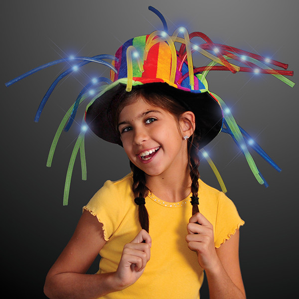 Funny Light Up Clown Top Hat. This Light Up Clown Hat will add the perfect amount of spunk to any Halloween party outfit.