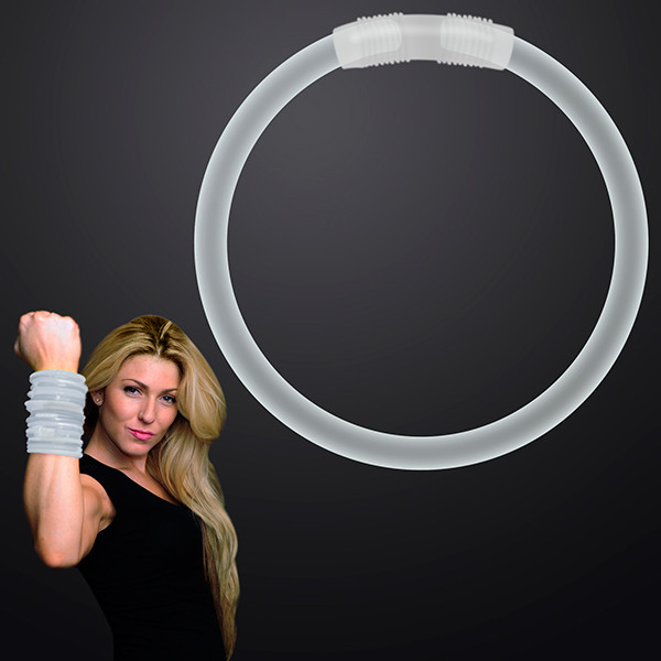 8" White Glow Bracelets. These White Glow Bracelets are perfect for glow in the dark parties.