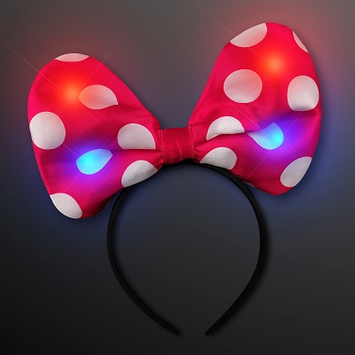 LED Soft Pink Polka Dot Bow Headbands