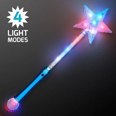 LED Blue Super Star Wands w/ Four Light Modes. These Blue Super Star Wands will provide great night time entertainment for the kiddos.