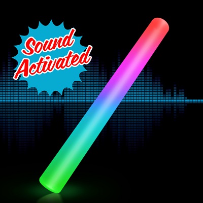 Sound Activated Light Up Multicolor LED Cheer Stick. This Sound Activated Multicolor Cheer Stick will bring much fun to the large crowds.