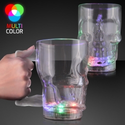 20 oz. Flashing multicolor LED Big Skull Mug. This Flashing Big Skull Mug makes for a fun time at a Halloween party. 