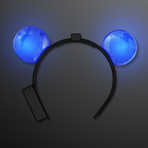 Blue Light Up LED Mouse Ears. These Blue Light Up Mouse Ears are perfect for glow in the dark parties.