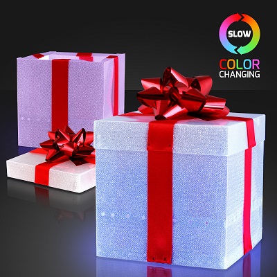 4" Easy Open LED Gift Boxes w/ Slow Color Changing Features. This Easy Open LED Gift Box is great for those in a rush to wrap a present.