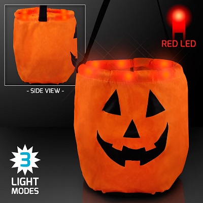 LED Pumpkin Trick-Or-Treat Halloween Bag w/ Three Light Modes and Red LED. This LED Pumpkin Trick-Or-Treat Bag is perfect for keeping track of the kiddos while theyre having fun.