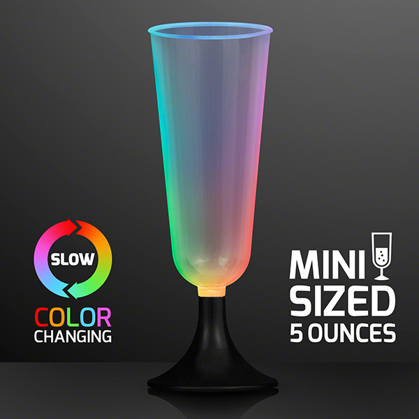 Mini Champagne Glass Sippers of multi-colored LED lights. 