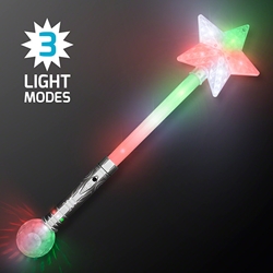 Red, white and green flashing jumbo star wand. 