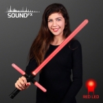 Red light up cross saber with space sounds.