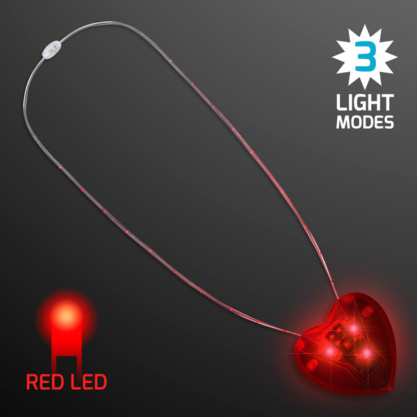 Red heart light necklace with LED lights. 