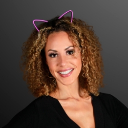 Headband with pink light up cat ears. 
