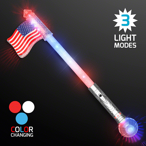 American flag jumbo wand that light sup in red, white and blue. 