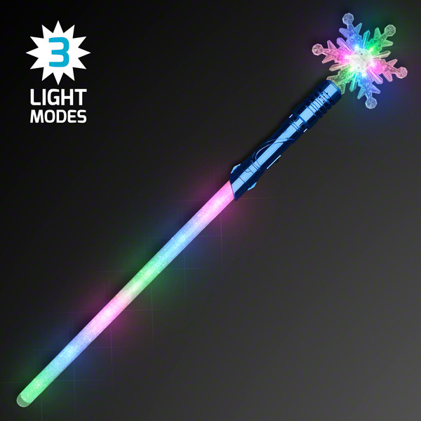 Snowflake LED light up wand with mutli-colors. 