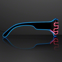 Blue and pink slotted wire glow shades.