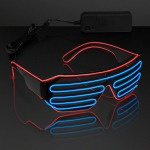 Red and blue slotted wire glow shades.