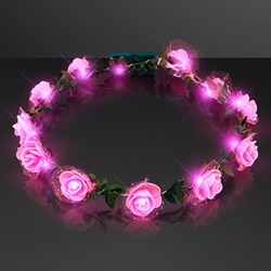 Pink Rosebud LED Flower Headbands