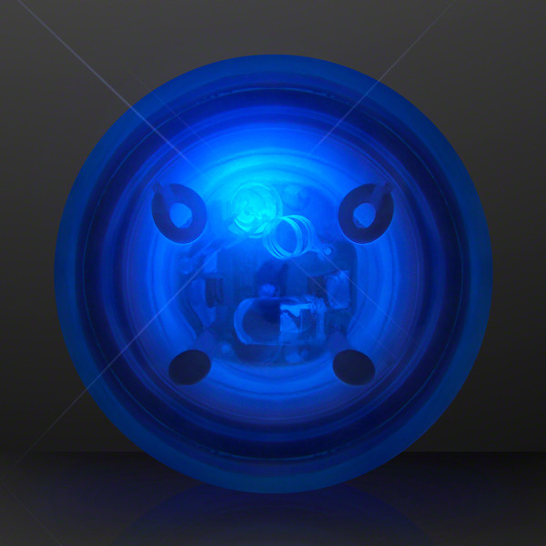 Flashing blue rubber bounce ball with LED lights. 