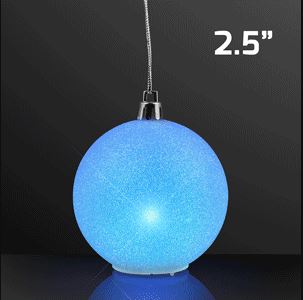 Hanging blue glitter globe that lights up.
