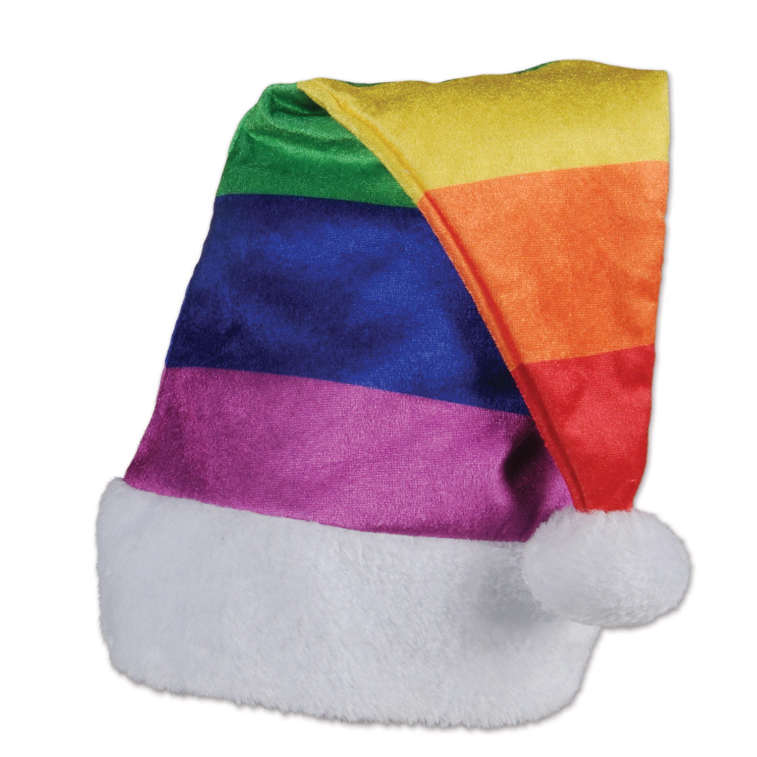 Rainbow Santa Hat (Pack of 12) Rainbow Santa Hat, rainbow, santa, hat, party favor, pride, Christmas, wholesale, inexpensive, bulk