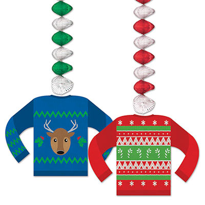 Red and Blue Ugly Sweater Danglers