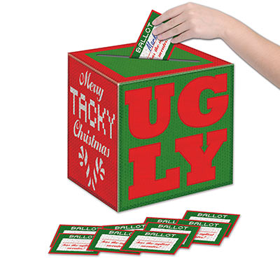 Ugly Sweater Ballot Box with Ballots