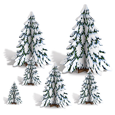 3-D Winter Pine Tree with Snow Centerpieces