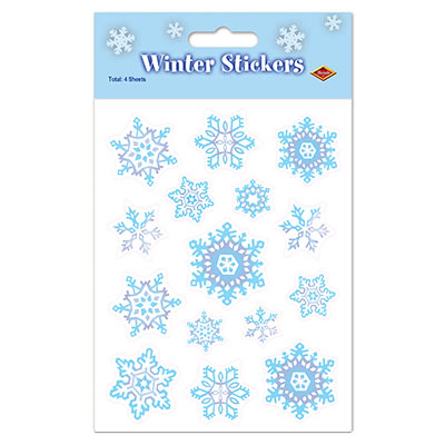 Light Blue Snowflake Stickers for Christmas