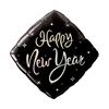 DISC-18" Diamond HNY Sparkle w/ Multi-color Prismatic Lettering (Pack of 25) new years eve, diamond, balloon, black, silver, prismatic, lettering, decoration, centerpieces, wholesale, inexpensive, bulk