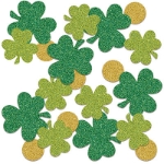 Shamrock & Coin Deluxe Sparkle Confetti (Pack of 12) Shamrock & Coin Deluxe Sparkle Confetti, Shamrock, coin, confetti, st. patrick's day, decoration, wholesale, inexpensive, bulk