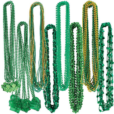 St Patricks Bead Assortment (Pack of 100) St Patrick's Bead Assortment, beads, assortment, shamrock, st. patrick's day, wholesale, inexpensive, bulk