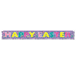 Metallic Happy Easter Fringe Banner (Pack of 12) Metallic Happy Easter Fringe Banner, happy easter, easter, banner, decoration, wholesale, inexpensive, bulk