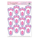 Easter Bunny paw prints on plastic cling material.
