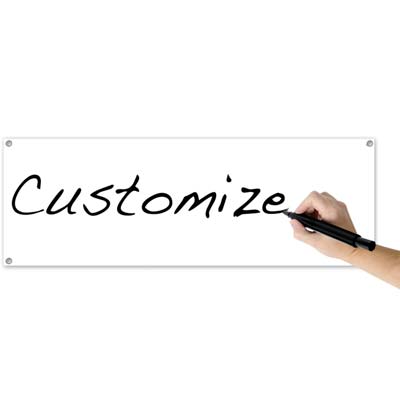 White banner with the opportunity to customize with your own markers.