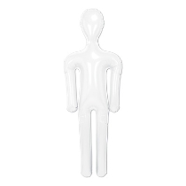 Inflatable white plastic plain human body.