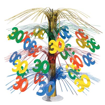 Colorful 30 Cascade Centerpiece for a birthday party