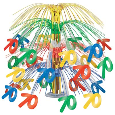 Colorful 70 Cascade Centerpiece for a birthday party