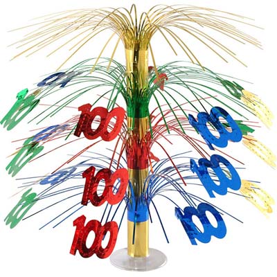 Colorful 100 Cascade Centerpiece for a birthday party