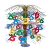 Multi-colored cascade centerpiece made of metallic material with "75" icons.