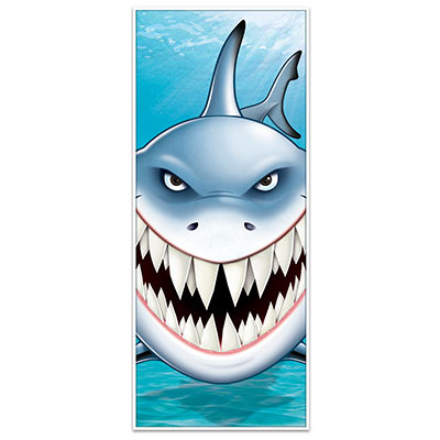 Shark Door Cover with a shark coming face first on thin plastic material.