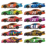 Race Car Props printed on thin plastic material.