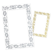 Glittered Photo Fun Frame on white card stock material with gold glitter design on one side and silver on the other.