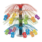 Multi-color metallic cascade centerpiece with "13" icons attached.