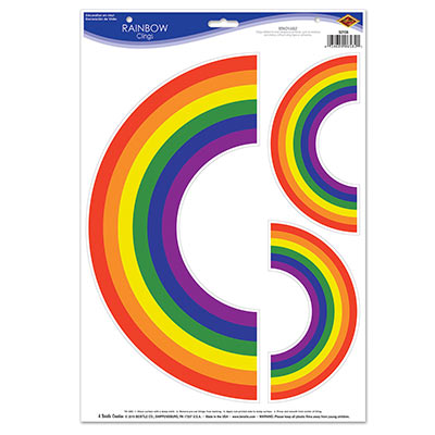 Rainbow Clings to replicate a rainbow on plastic cling material.