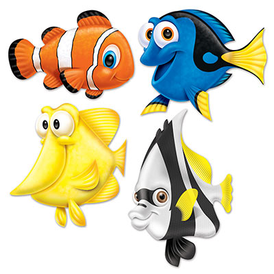 Under The Sea Fish Cutouts of bright colors printed on card stock material