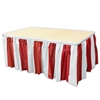 Red & White Stripes Table Skirting made of plastic material.