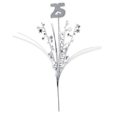 Silver Glittered 25 Metallic Star Spray