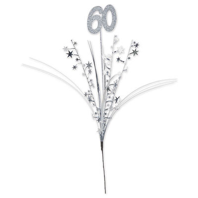 Silver Glittered 60 Metallic Star Spray