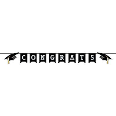 Congrats Grad Streamer (Pack of 12) Congrats Grad Streamer, congrats grad, graduation, streamer, decoration, wholesale, inexpensive, bulk