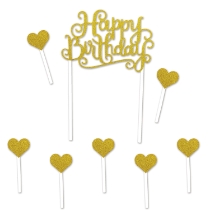 Gold Happy Birthday Cake Topper