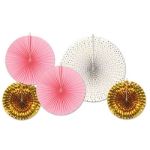 Assorted Sized Paper & Foil Decorative Fans